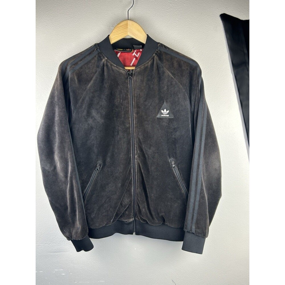Adidas X Pharrell Williams Velour Track Jacket Womens M Black Brown Human Race